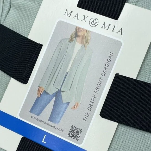 Max & Mia Drape Front Cardigan Light Olive Large Modal Blend d0565 - Picture 2 of 7